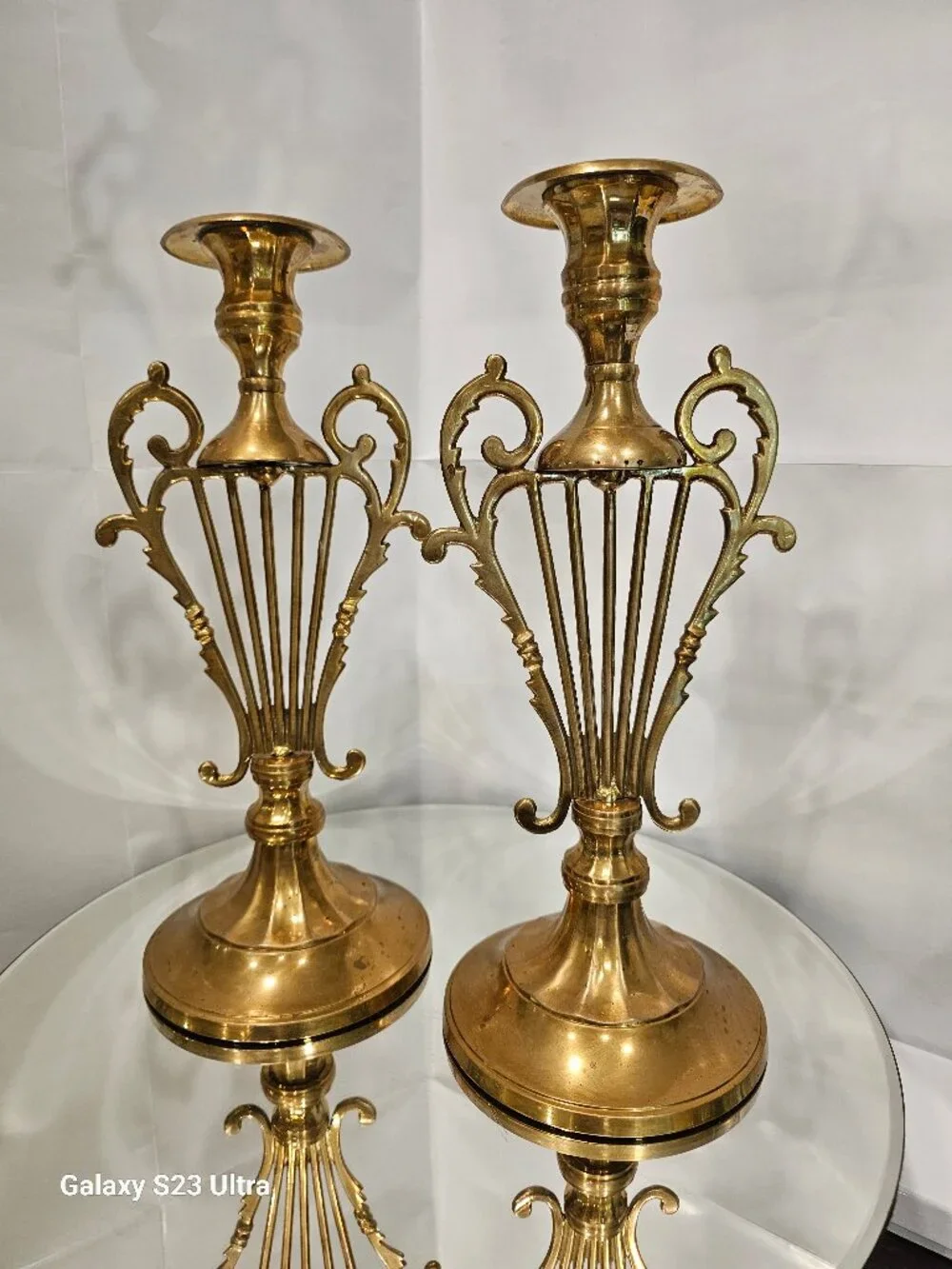 Pair of Large Vintage Brass Candle Stick Holders